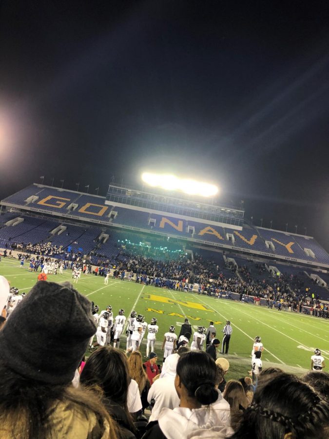Northwest High School Football players stand on the sideline during the 2019 Maryland 4A State Championship game  in Annapolis, MD