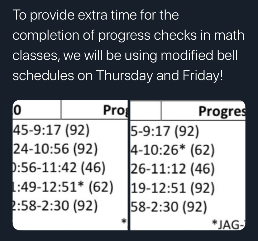 Modified Bell Schedules: 1/16-1/17